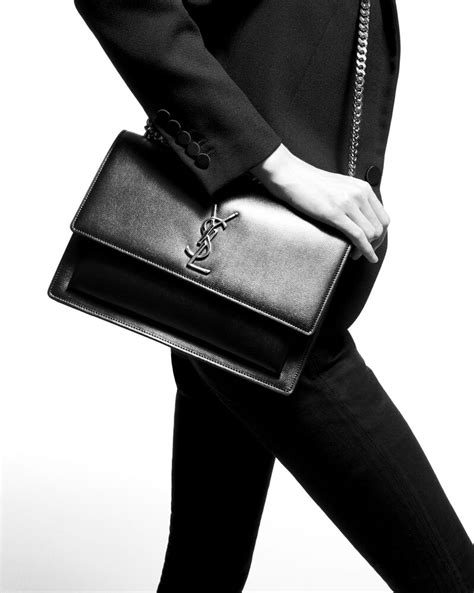 ysl sunset chain wallet in shiny crocodile-embossed leather|Saint Laurent.